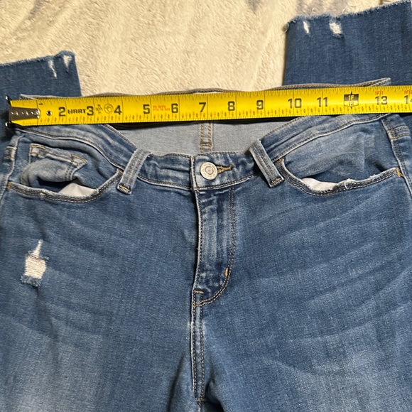 140. Flying Monkey Distressed Blue Cropped Jeans - Picture 5 of 8